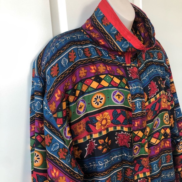 VTG Details Sportswear Jacket Silk Floral - Picture 3 of 8